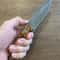 Damascus Hunting EDC Knife With Chestnut Wood Handle Leather Sheath 5