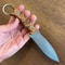 Damascus Hunting EDC Knife With Chestnut Wood Handle Leather Sheath 9