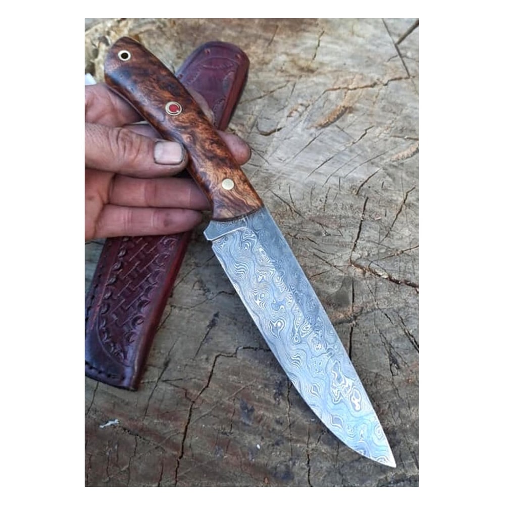 Damascus Hunting Knife 150 Layers Blacksmith Made Outdoor Knife Chestnut Wood Handle 6