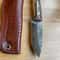 Damascus Camping Survival Knife With Stag Horn Handle Leather Sheath 0