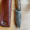 Damascus Camping Survival Knife With Stag Horn Handle Leather Sheath 0