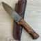 Damascus Hunting Bushcraft Knife With Side Draw Sheath Chestnut Wood Handle 0