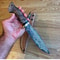 Full Tang Damascus Bowie Hunting Knife With Walnut Ebony Wood Handle 9