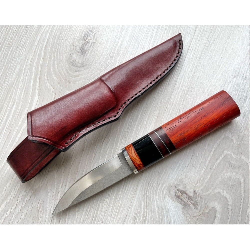 Full Tang Puukko Camping Knife With Padouk Wood Cow Horn Grip 8
