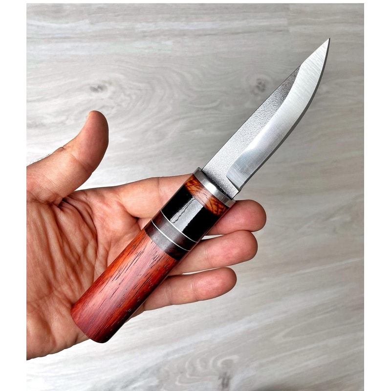 Full Tang Puukko Camping Knife With Padouk Wood Cow Horn Grip 9