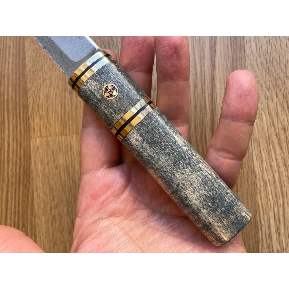 Puukko Knife N690 Steel Bushcraft Camping Knife Padouk Cow Horn Handle 6
