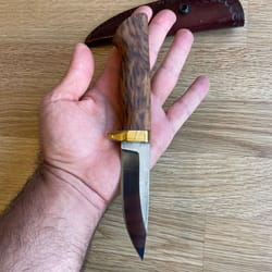 handmade puukko knife – n690 steel carving bushcraft blade with maple catalin grip | wedding gift | husband gift