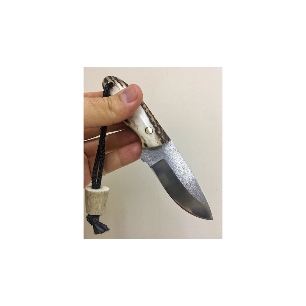 Handmade Mini Bushcraft Knife N690 Steel Outdoor EDC Blade With Stag Horn Grip 9