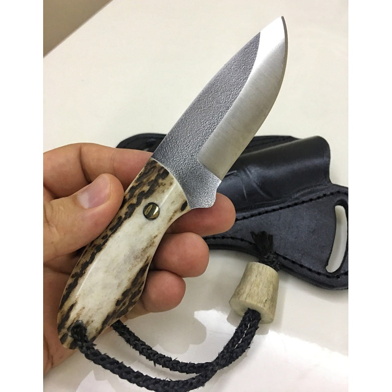 Handmade Mini Bushcraft Knife N690 Steel Outdoor EDC Blade With Stag Horn Grip 8