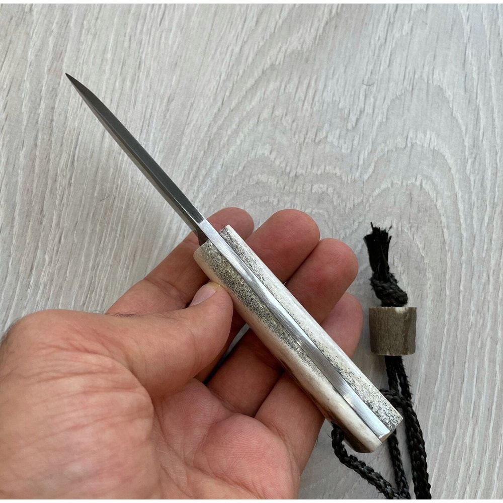 Handmade Mini Bushcraft Knife 1075 Carbon Steel Outdoor EDC Blade 1