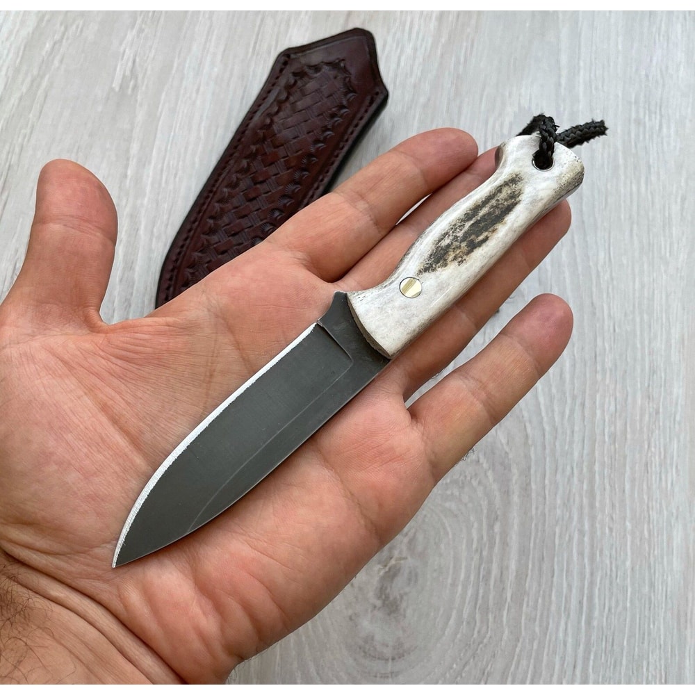 Handmade Mini Bushcraft Knife 1075 Carbon Steel Outdoor EDC Blade 2