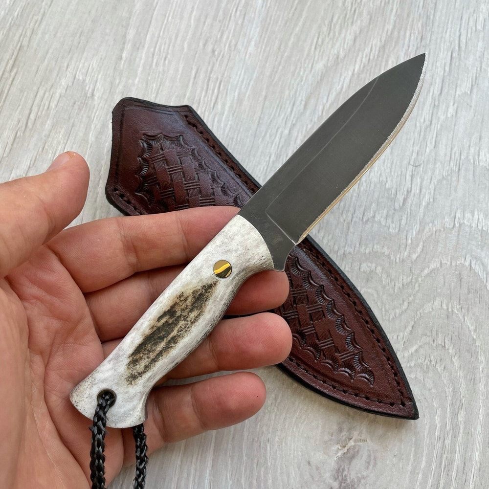 Handmade Mini Bushcraft Knife 1075 Carbon Steel Outdoor EDC Blade 3