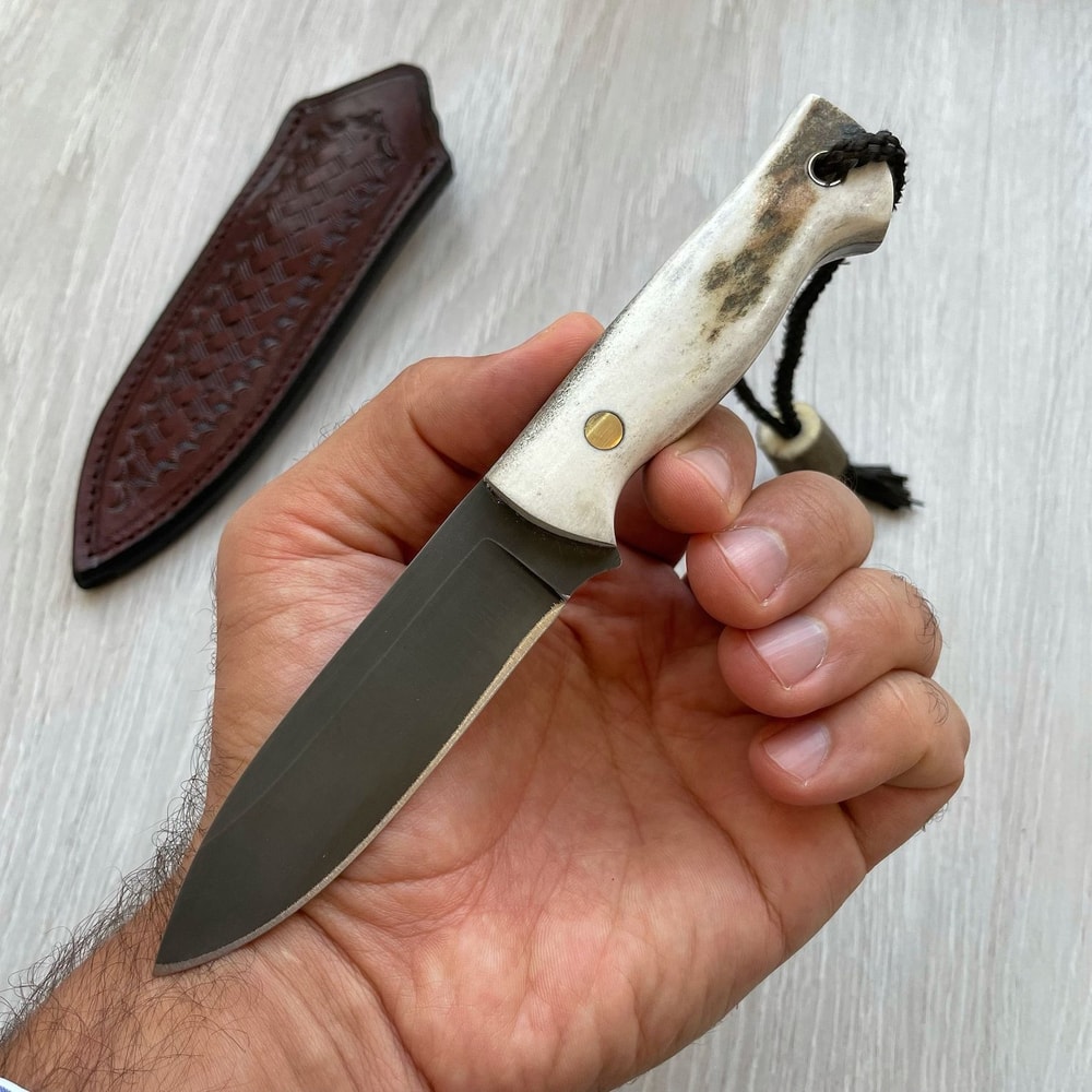 Handmade Mini Bushcraft Knife 1075 Carbon Steel Outdoor EDC Blade 7