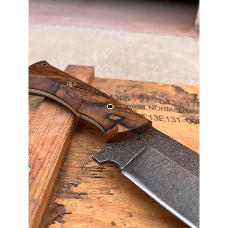 Premium Stonewashed Sleipner Steel Machete With Walnut Wood Handle 5