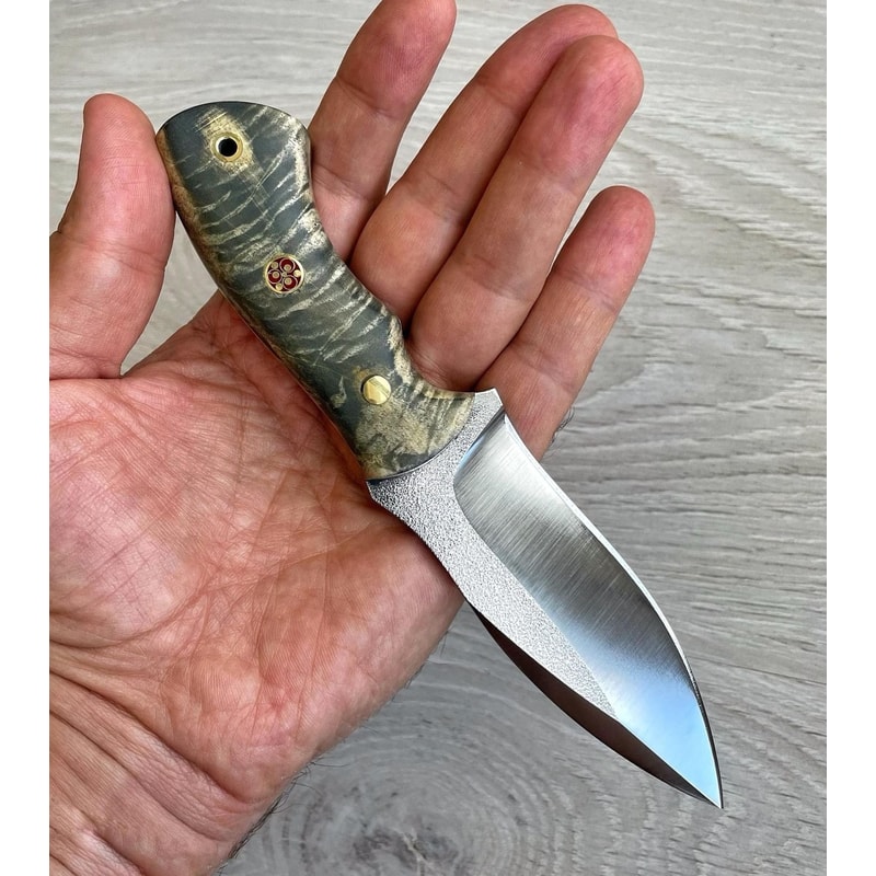 Premium Blacksmith Made N690 Steel EDC Hunting Knife With Maple Wood Handle 9