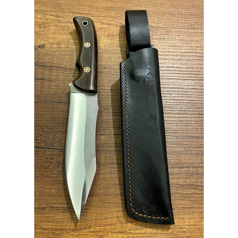 Premium Full Tang Outdoor Knife With N690 Steel Ebony Wood Handle 0