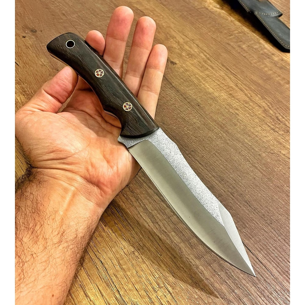Premium Full Tang Outdoor Knife With N690 Steel Ebony Wood Handle 9