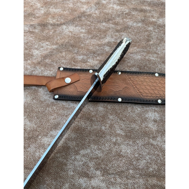 Premium Hand Forged Bowie Knife Antler Grip Hunting Knife With Steel Blade 4