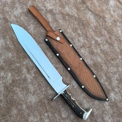 premium hand forged bowie knife antler grip hunting knife with steel blade