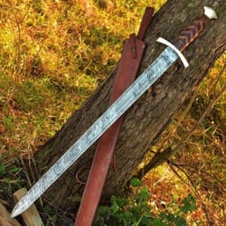 premium damascus steel viking sword rosewood handle collector display piece