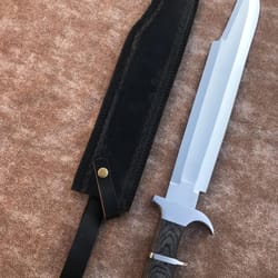 premium 5160 steel predator inspired bowie knife with leather sheath collectible