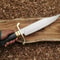 Handcrafted Fixed Blade Bowie Hunting Knife Brass Guard With Leather Sheath 3