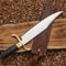 Handcrafted Fixed Blade Bowie Hunting Knife Brass Guard With Leather Sheath 4