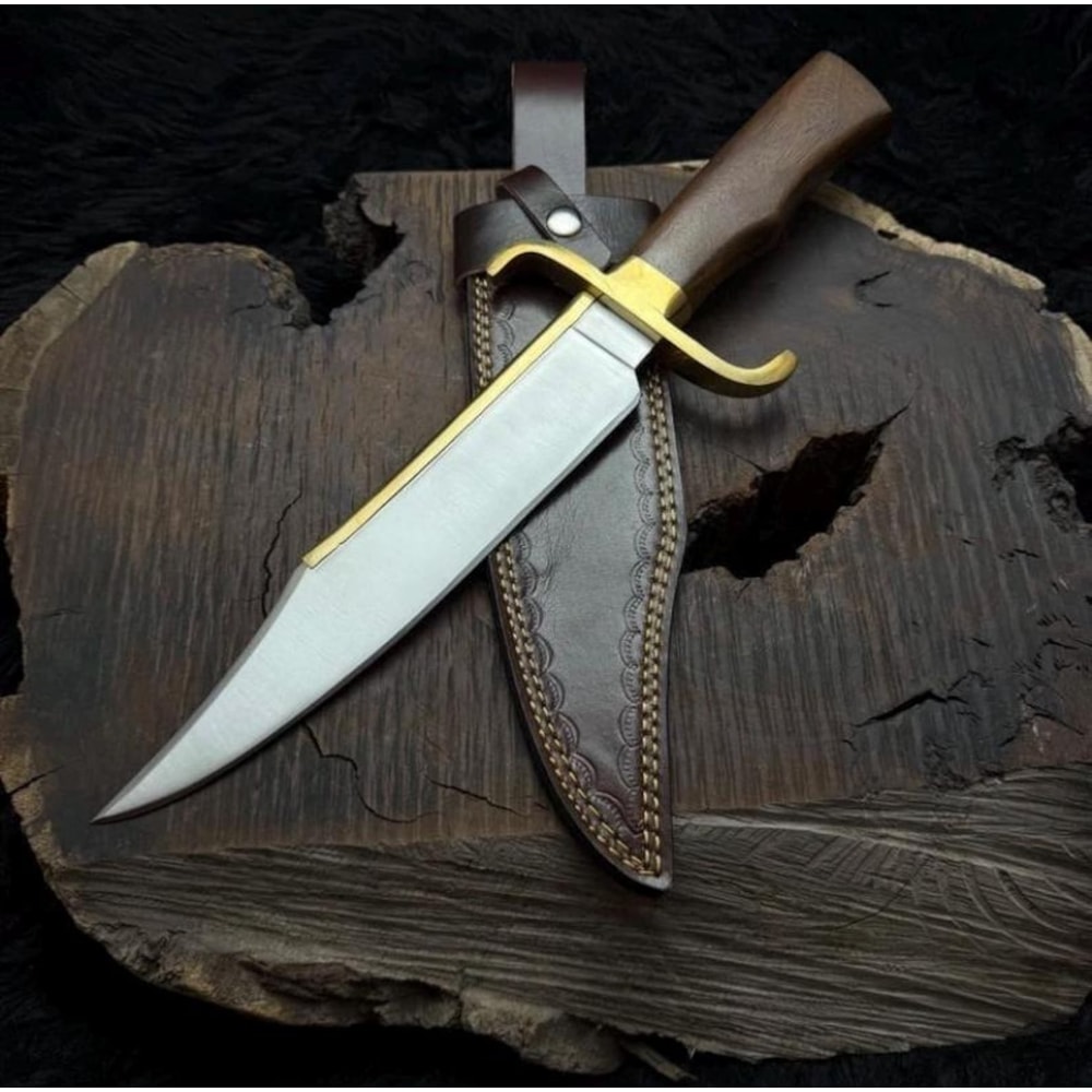 Handcrafted Bushcraft Knife With Wood Handle Leather Sheath Outdoor Tool 1