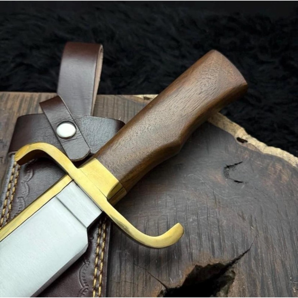 Handcrafted Bushcraft Knife With Wood Handle Leather Sheath Outdoor Tool 3