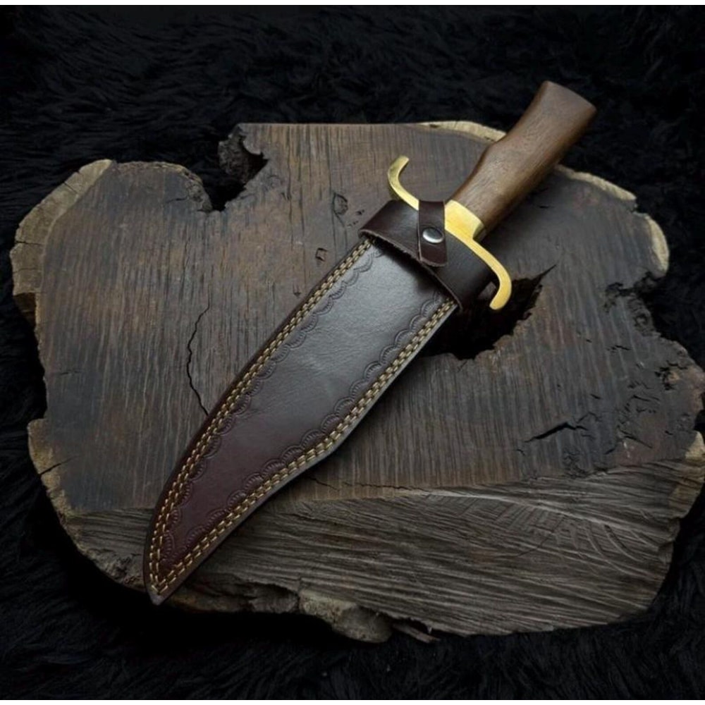 Handcrafted Bushcraft Knife With Wood Handle Leather Sheath Outdoor Tool 5