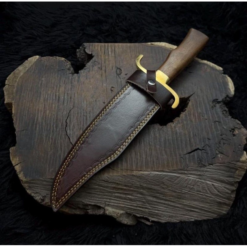 Handcrafted Bushcraft Knife With Wood Handle Leather Sheath Outdoor Tool 5