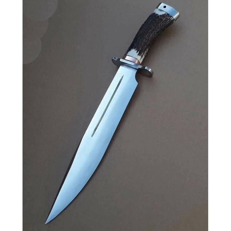 Premium D2 Steel Bowie Knife Stag Horn Grip With Leather Sheath Collector Gift 2