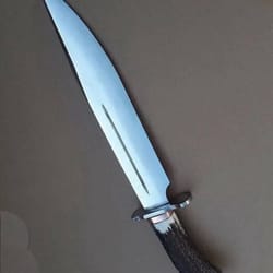 premium d2 steel bowie knife stag horn grip with leather sheath collector gift