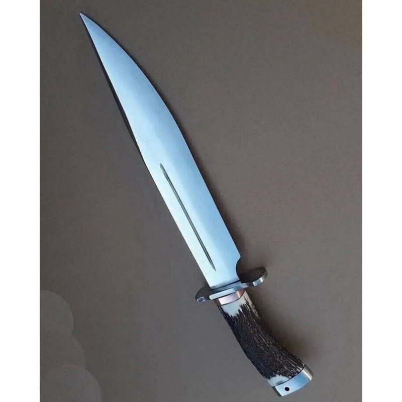 Premium D2 Steel Bowie Knife Stag Horn Grip With Leather Sheath Collector Gift 0