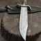 Premium Damascus Bowie Knife Fixed Blade Stag Horn Grip Leather Sheath 4