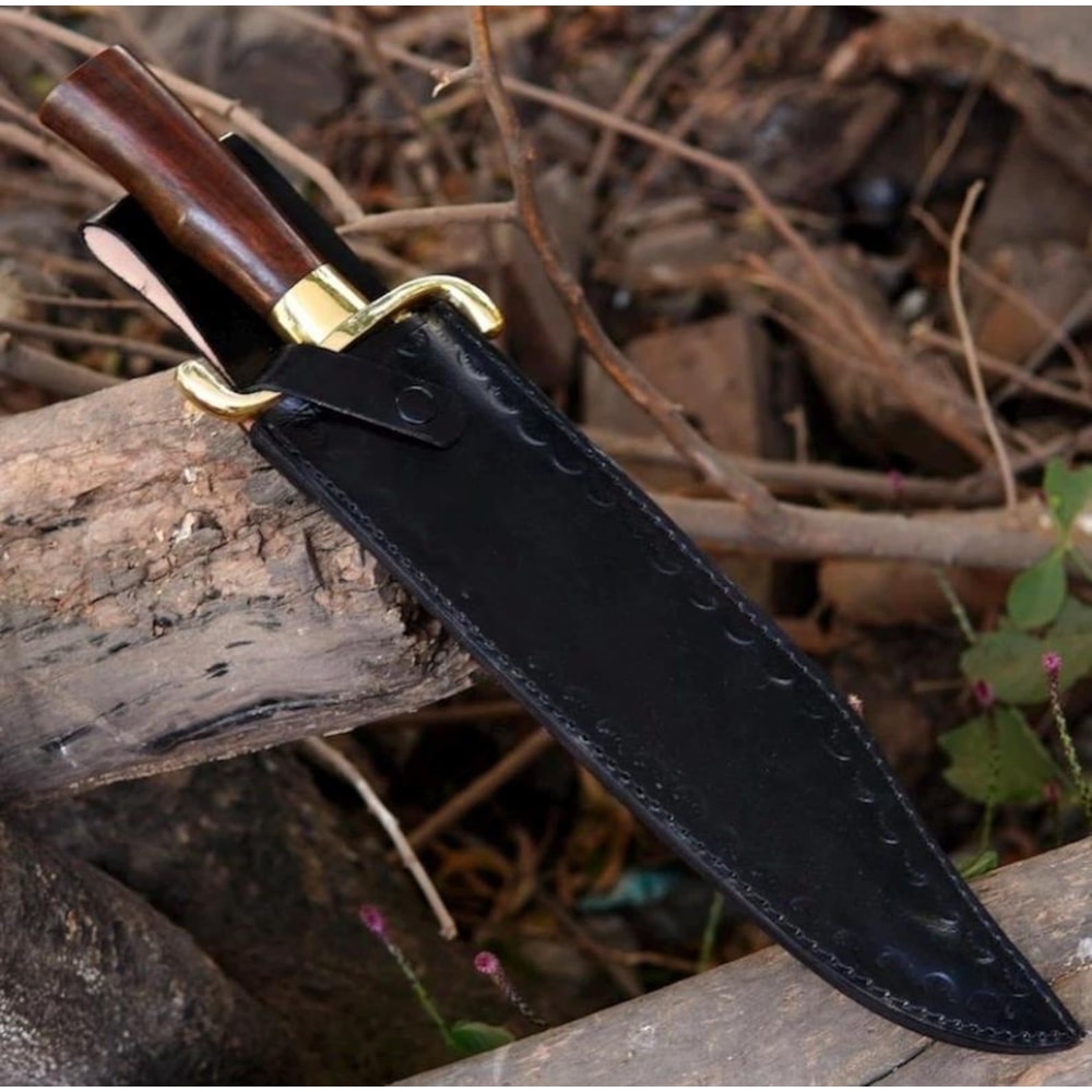 Premium Damascus Steel Fixed Blade Bowie Knife Wood Grip Collector Gift 5