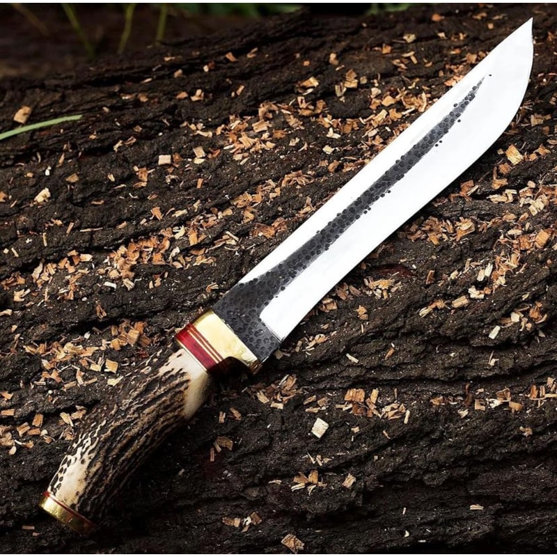 Premium Forged Steel Fixed Blade Hunting Knife Antler Grip Collector Gift 1