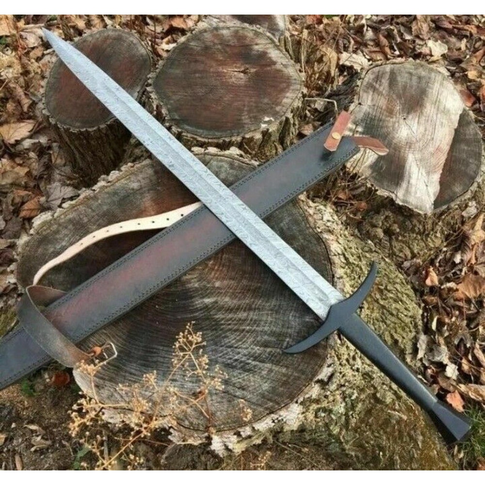 Damascus Steel 39 Inch Long Sword Traditional Double Edge Style Collection Piece 1