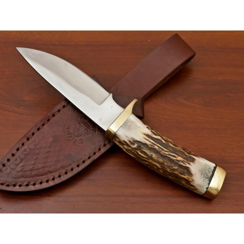 Premium Stag Antler Skinner Knife Stainless Steel Fixed Blade Hunting Gift 2