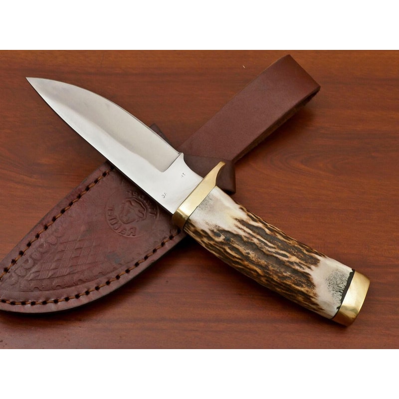 Premium Stag Antler Skinner Knife Stainless Steel Fixed Blade Hunting Gift 2