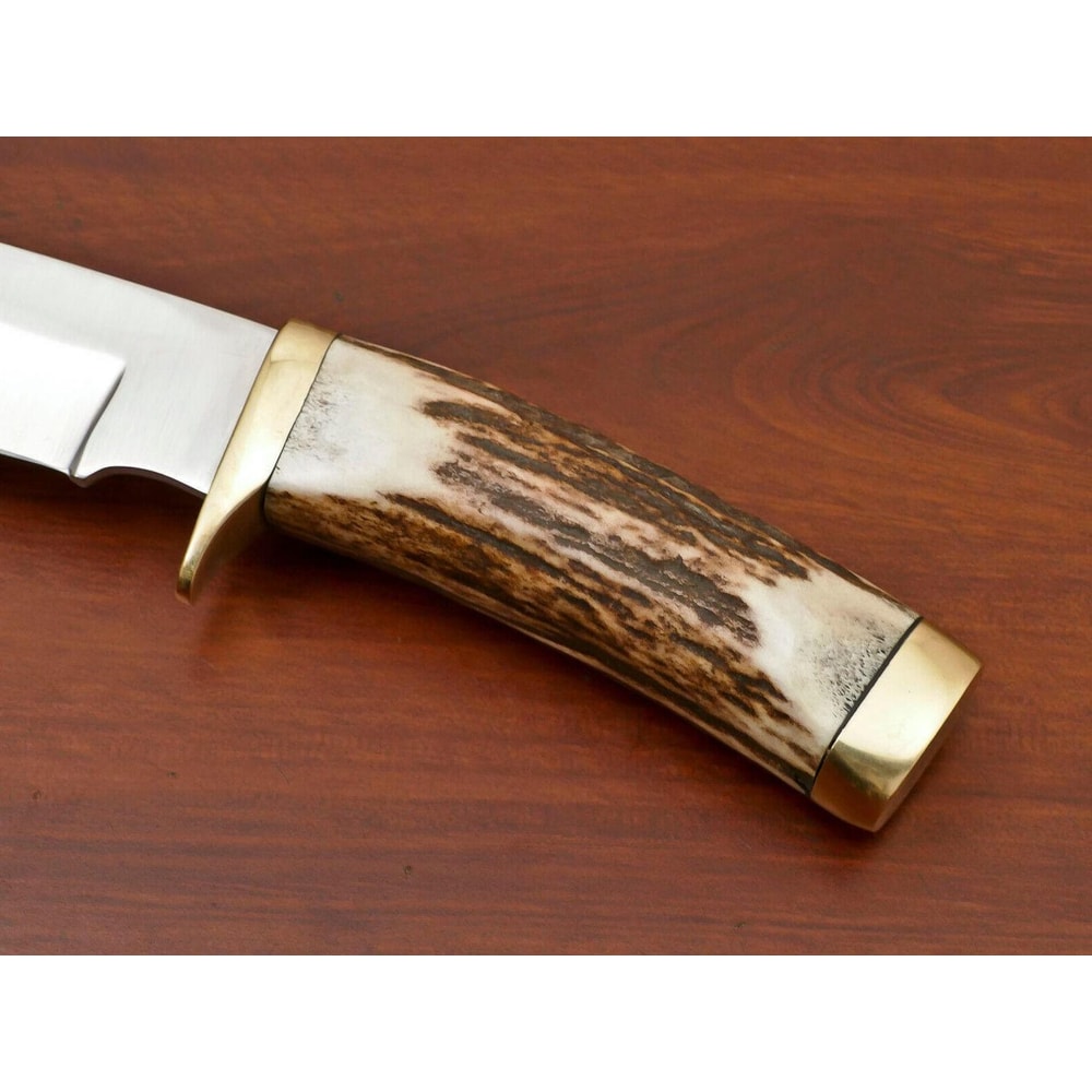 Premium Stag Antler Skinner Knife Stainless Steel Fixed Blade Hunting Gift 4