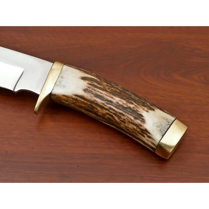 Premium Stag Antler Skinner Knife Stainless Steel Fixed Blade Hunting Gift 4