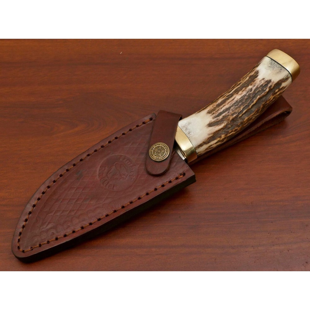 Premium Stag Antler Skinner Knife Stainless Steel Fixed Blade Hunting Gift 5