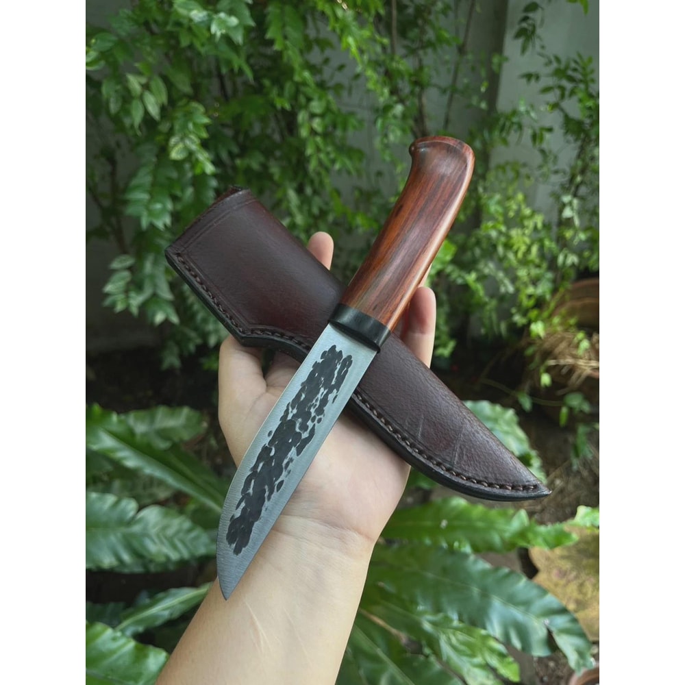 Premium Fixed Blade Hunting Knife Rosewood Handle Leather Sheath Collector Gift 1