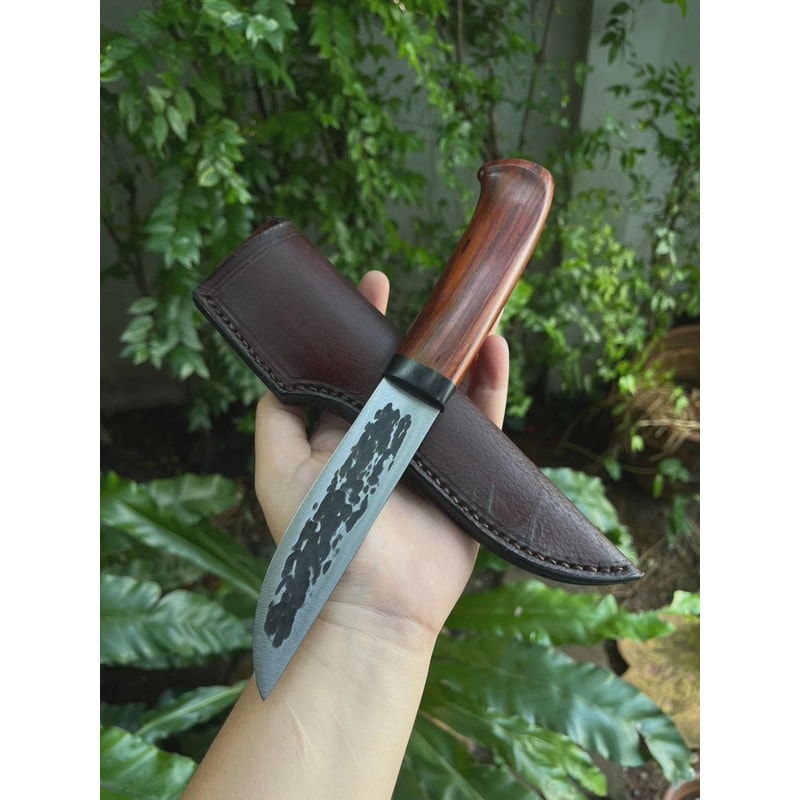 Premium Fixed Blade Hunting Knife Rosewood Handle Leather Sheath Collector Gift 1