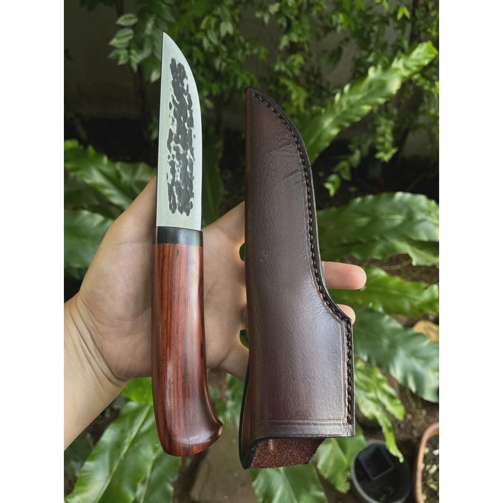 Premium Fixed Blade Hunting Knife Rosewood Handle Leather Sheath Collector Gift 3