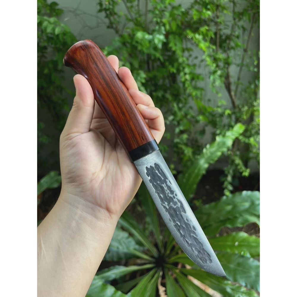 Premium Fixed Blade Hunting Knife Rosewood Handle Leather Sheath Collector Gift 4