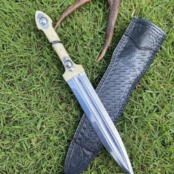handmade dagger knife hunting knife with leather sheath gift for him