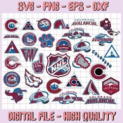 32 files colorado avalanche bundle svg, avalanche svg, nhl svg, hockey cricut, download cut file, clipart cricut explore