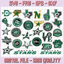 27 files dallas stars bundle svg ,dallas, stars svg dxf ,png, eps, nhl svg,nhl svg, hockey svg, cut file, clipart cricut